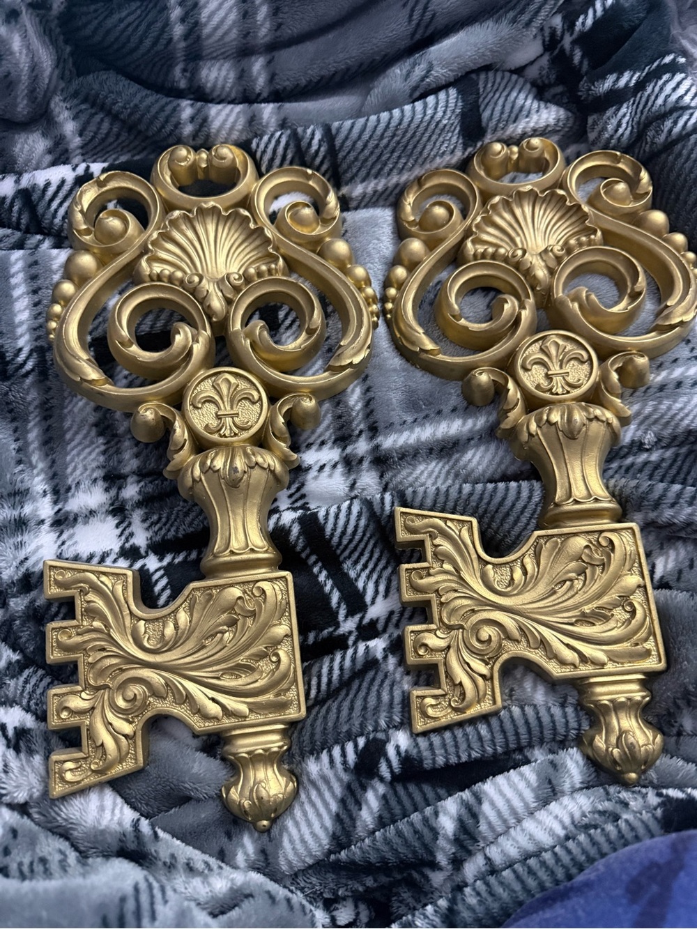 Ornate Gold Decorative Wall Hooks by Homco - Set of 2